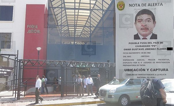 Tacna: Policía emite nota de alerta ante posible fuga de exgobernador Omar Jiménez