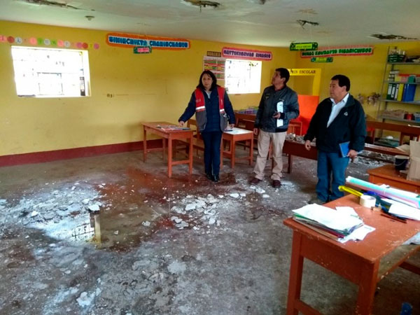 Lluvias dañaron tres aulas, dirección y depósito de IE Cumanaylla 