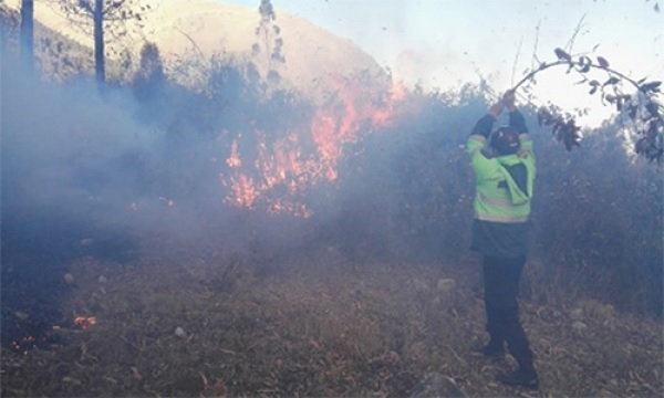 Policía Nacional y pobladores logran controlar incendio en Ranracancha