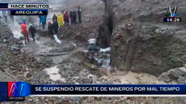 Arequipa: Lluvias dificultan rescate de mineros atrapados por huaico