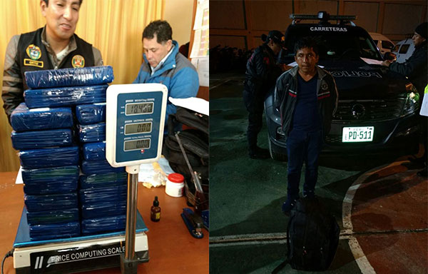 Policía de carreteras Andahuaylas decomiso 18 kilos de PBC.