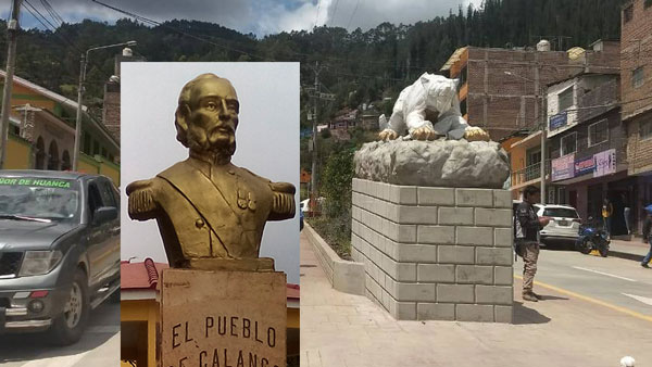Busto de Andrés Avelino Cáceres fue cambiado por la de un animal.