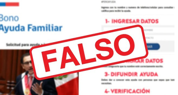 Gobierno alerta sobre páginas falsas que “ofrecen apoyo económico” ante crisis