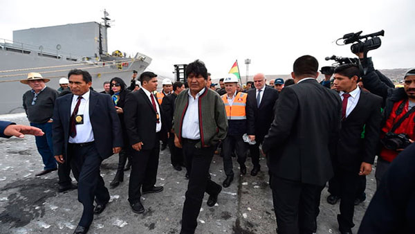 Moquegua: Evo Morales supervisa descarga de mercadería boliviana en puerto de Ilo