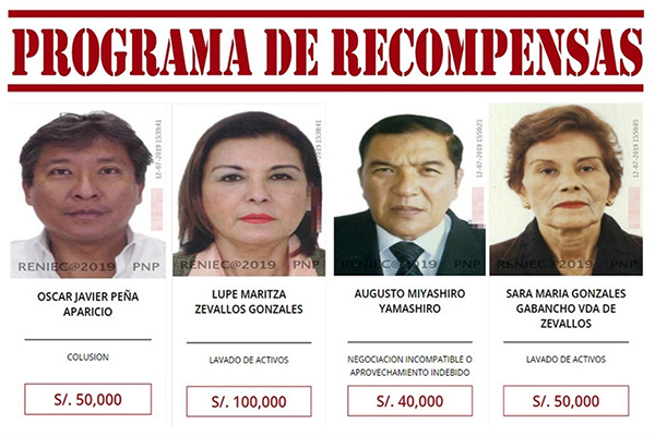 Mininter: ofrecen recompensa por Lupe Zevallos y Augusto Miyashiro