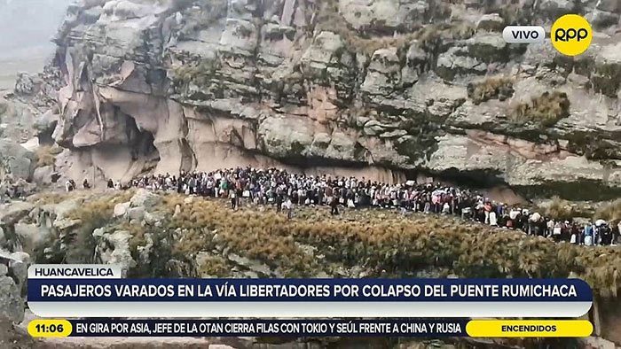 Huancavelica: cientos de pasajeros varados en la vía Libertadores por caída del puente Rumichaca 