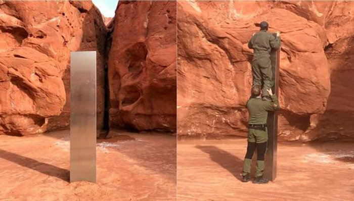 Descubren misterioso monolito brillante en medio del desierto de Estados Unidos 