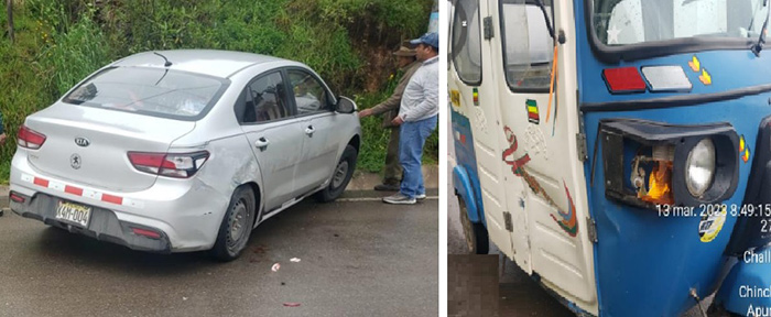 Choque entre automóvil y mototaxi deja a una persona herida en Uripa