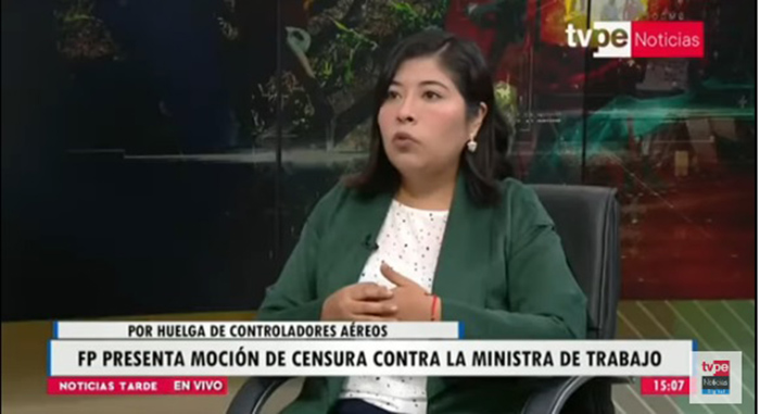 Bancada de Fuerza Popular presenta moción de censura contra la ministra de Trabajo, Betssy Chávez