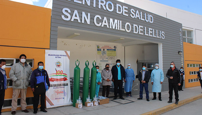 Municipaldad Provincial de Grau donó tres balones de oxígeno a Centro de Salud San Camilo de Lellis