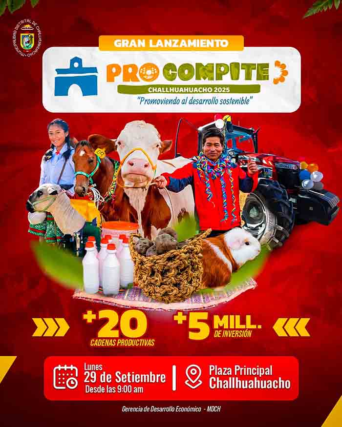 Challhuahuacho: 29 septiembre lanzamiento ProCompite 2025 