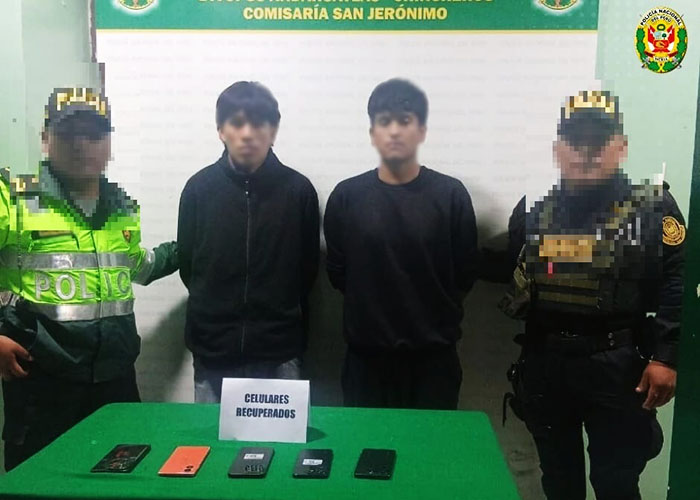 Policía desbarata banda dedicada al robo de celulares en San Jerónimo  Policía desbarata banda dedicada al robo de celulares en San Jerónimo