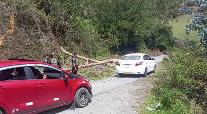 En Ccanabamba y Soccllaccasa bloquearon vÃ­a con troncos