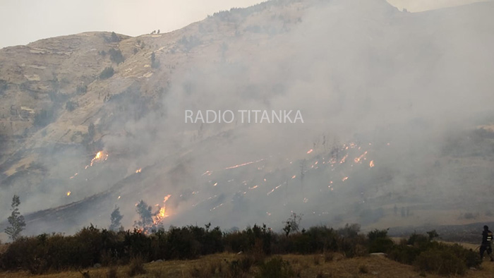 Incontrolable incendio forestal se registra en comunidad de Apumarca, en Mara
