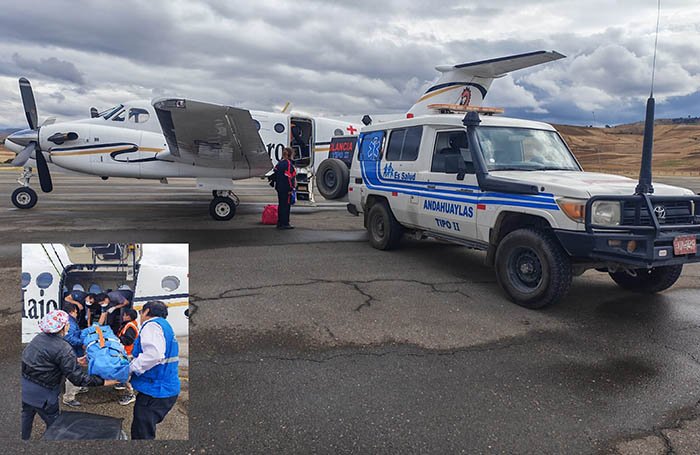 Essalud Apurímac: con éxito paciente en estado crítico fue referenciada en ambulancia aérea a Lima 