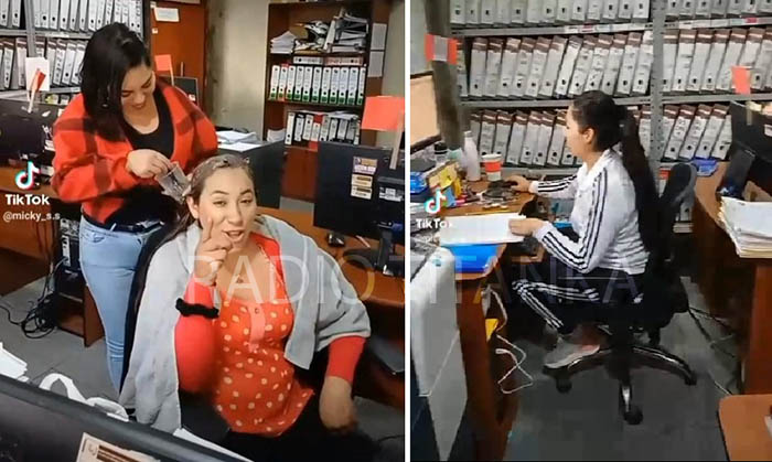 Trabajadora es captada tiÃ±Ã©ndose cabello en oficina de Municipalidad de Abancay