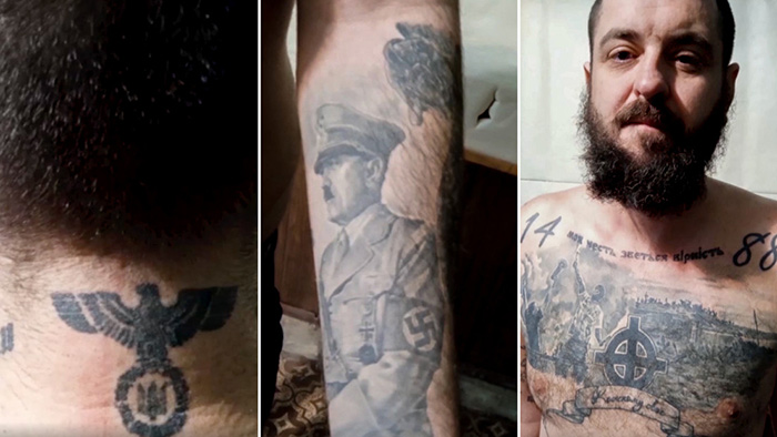 Retratos de Hitler, sÃ­mbolos nazis e imÃ¡genes de SatÃ¡n: combatientes presos del batallÃ³n Azov muestran sus tatuajes