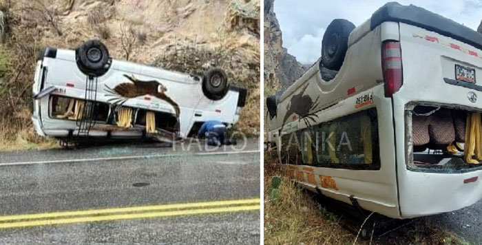 Cinco heridos deja volcadura de camioneta Rey de Los Andes en Yaca 