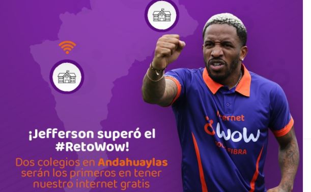 Wow PerÃº entregan internet de fibra Ã³ptica gratis a dos colegios de Andahuaylas tras cumplir el reto WOW con Jefferson FarfÃ¡n