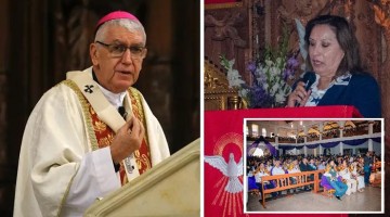 Dina Boluarte es captada en iglesia de Chalhuanca durante misa por Señor de Animas 