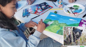 Escolares pintan a oso andino para proteger especie en peligro de extinción, en Aymaraes