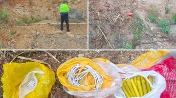 Hallan abandonados cartuchos de dinamita, mecha y fulminantes en vía de Evitamiento 