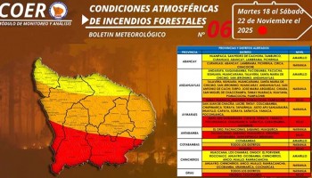 Alertan de condiciones favorables para propagación de incendios forestales hasta el 22 de noviembre en Apurímac 