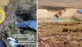 Recogen muestras para determinar contaminación por colapso de pozo de relaves de planta María Mercedes