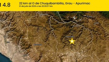 Sismo de magnitud 4.8 se registró la noche del miércoles en Chuquibambilla