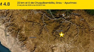 Sismo de magnitud 4.8 se registró la noche del miércoles en Chuquibambilla