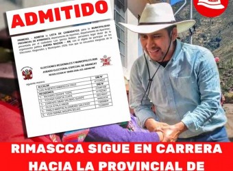 ADMITIDO: Alberto Rimascca sigue en carrera hacia el sillón de la alcaldía provincial de Aymaraes