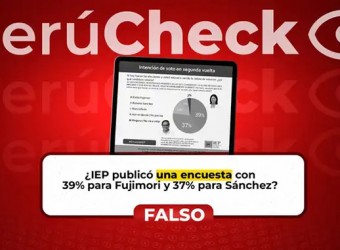 ¿Fujimori con 39% de intención de voto y Sánchez con 37%? Es falsa la encuesta atribuida al IEP. FALSO