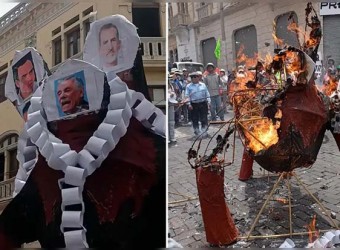 Arequipa: manifestantes queman muñeco con caras del presidente Jerí, Rey de España y congresista Rospigliosi