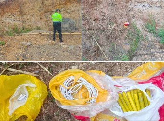 Hallan abandonados cartuchos de dinamita, mecha y fulminantes en vía de Evitamiento 