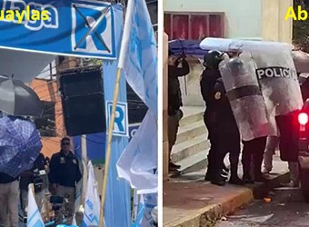 Con huevos y botellas plásticas rechazan a López Aliaga en Apurímac