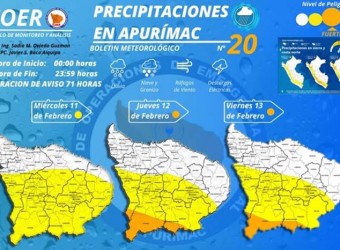 Alertan precipitaciones intensas y ráfagas de viento del 11 al 13 febrero 