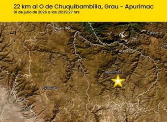 Sismo de magnitud 4.8 se registró la noche del miércoles en Chuquibambilla