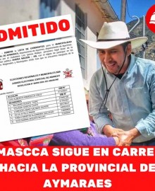 ADMITIDO: Alberto Rimascca sigue en carrera hacia el sillón de la alcaldía provincial de Aymaraes