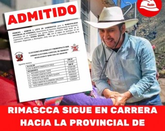 ADMITIDO: Alberto Rimascca sigue en carrera hacia el sillón de la alcaldía provincial de Aymaraes