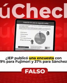¿Fujimori con 39% de intención de voto y Sánchez con 37%? Es falsa la encuesta atribuida al IEP. FALSO