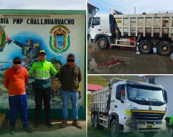 Policía interviene volquete con carga de mineral aurífero en Challhuahuacho