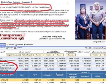 Congresista Taipe miente cuando afirma que Región Policial Apurímac es ejecutora y tiene autonomía administrativa