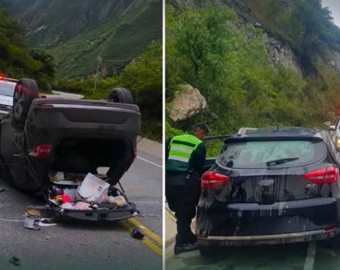 Cuatro heridos deja despiste y volcadura de automóvil a la altura de ramal Sañayca 