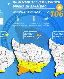 Senamhi alerta incremento de temperatura en varias provincias apurimeñas 