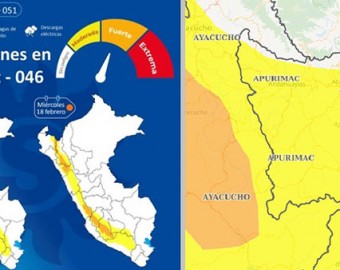 Alerta amarilla: precipitaciones pluviales se extenderán hasta el 18 de febrero 