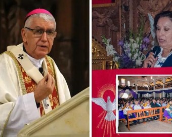 Dina Boluarte es captada en iglesia de Chalhuanca durante misa por Señor de Animas 