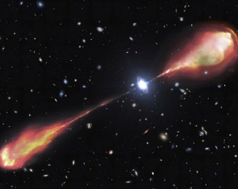 Telescopios captan enorme chorro de radio de un brillante objeto del universo