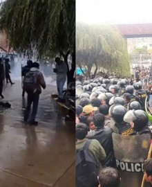 Cusco: PNP lanza bombas lacrimógenas a estudiantes de la UNSAAC durante marcha por el medio pasaje 