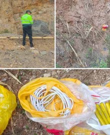 Hallan abandonados cartuchos de dinamita, mecha y fulminantes en vía de Evitamiento 