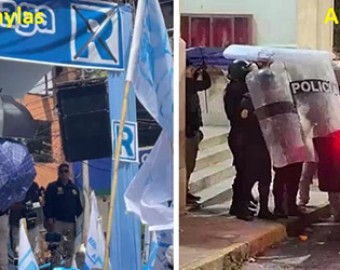 Con huevos y botellas plásticas rechazan a López Aliaga en Apurímac